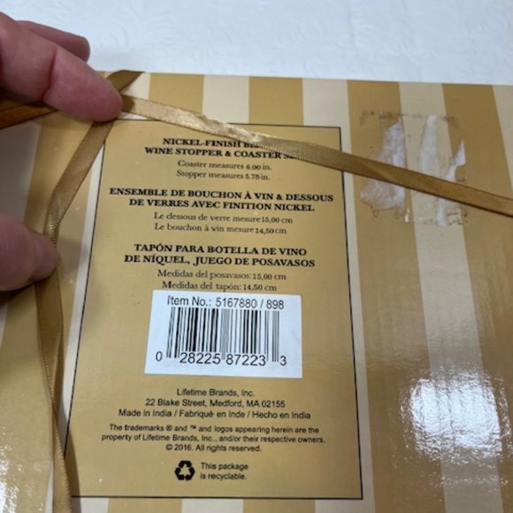 NEW Bombay 2-Piece Owl Wine Bottle Stopper & Coaster Set Nickel- Finish Gift Set - Picture 5 of 8